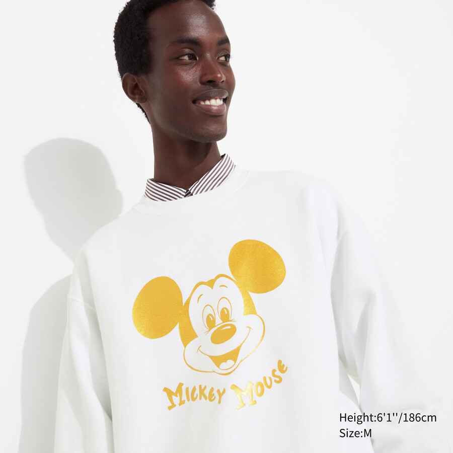 weißer uniqlo mickey shines ut grafik-sweatshirt herren-hoodie