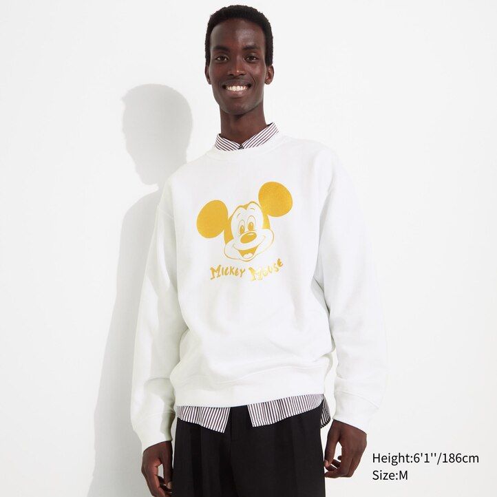 weißer uniqlo mickey shines ut grafik-sweatshirt herren-hoodie