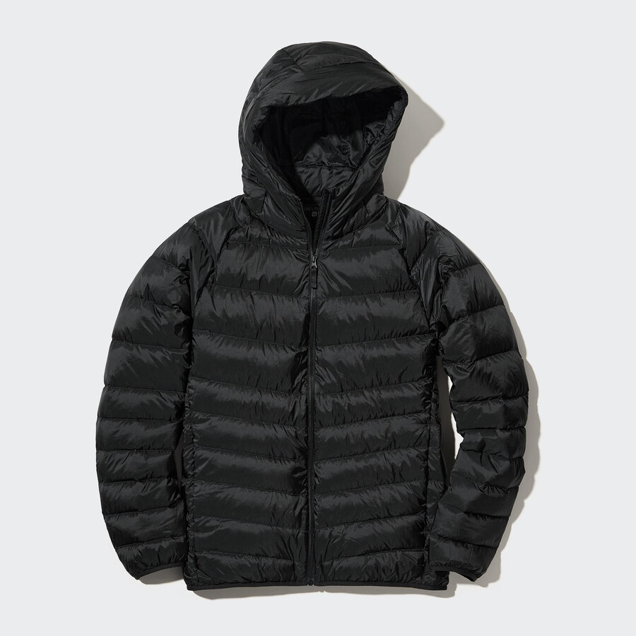 schwarze uniqlo ultra light daunenjacken für herren mit 3d-schnitt