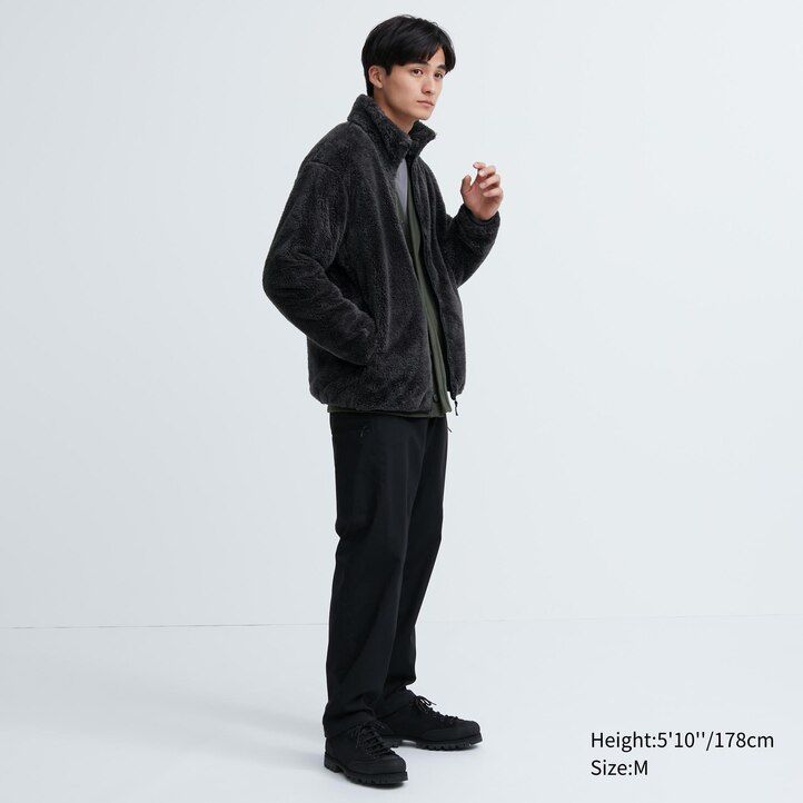 weiße uniqlo herren-fleecejacke mit reißverschluss flauschig
