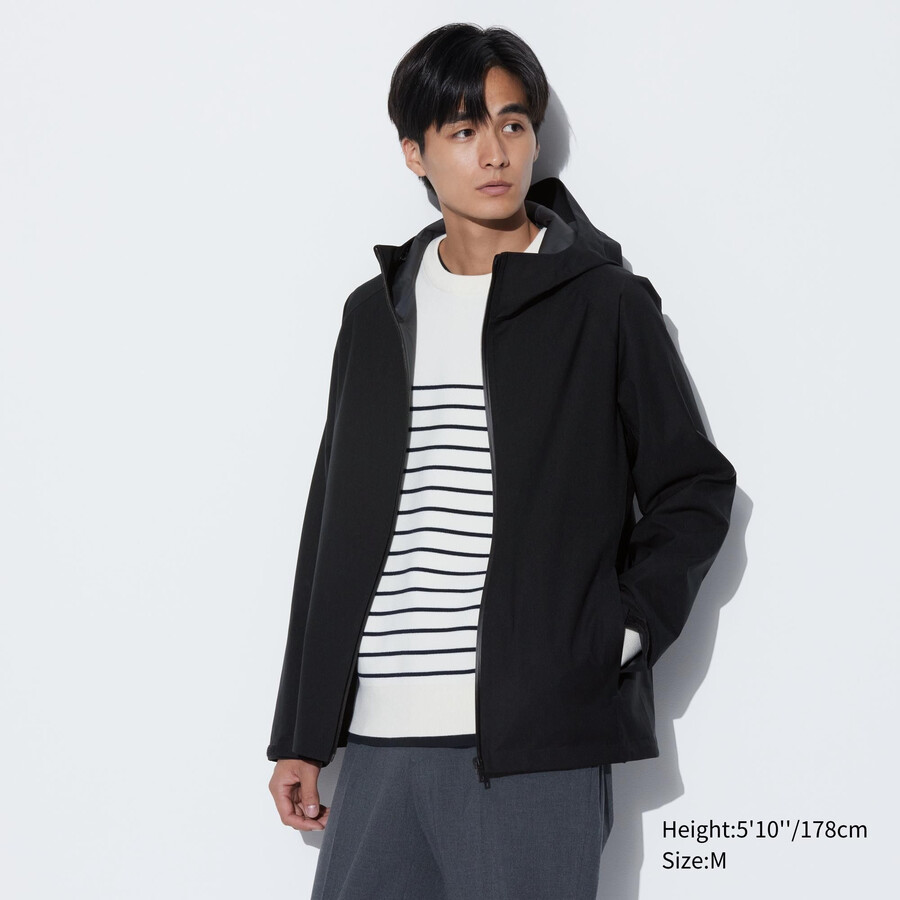 schwarze uniqlo blocktech 3d-schnitt herrenjacken – versandkostenfrei