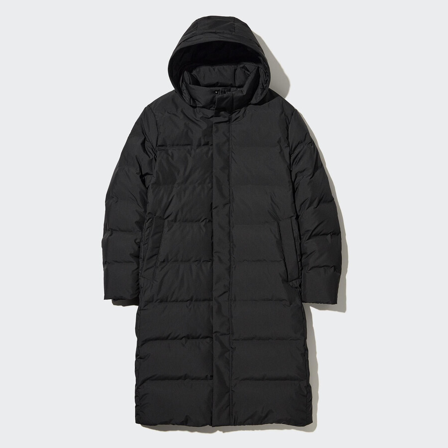 schwarze nahtlose daunenjacken von uniqlo für herren