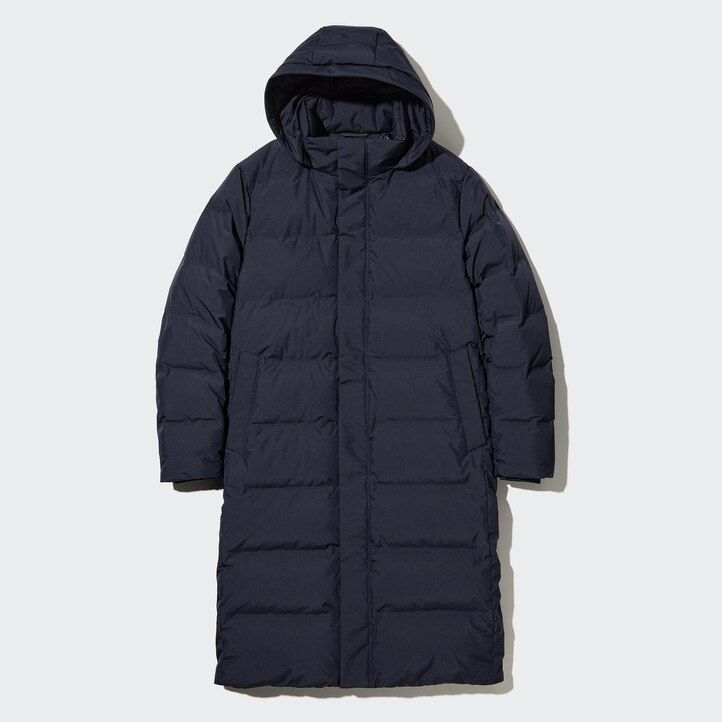 schwarze nahtlose daunenjacken von uniqlo für herren