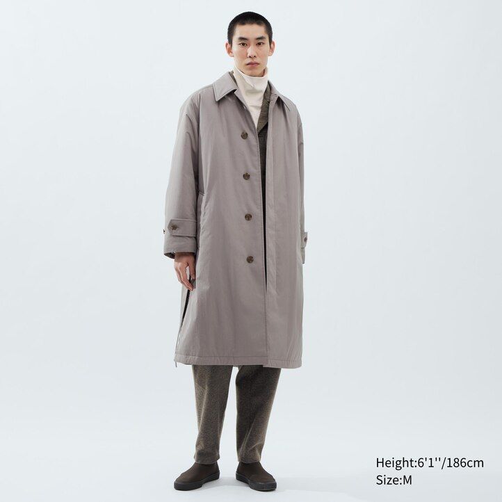 graue wattierte einreihige herrenjacken von uniqlo