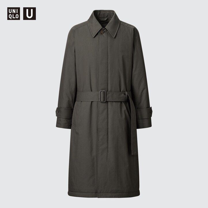graue wattierte einreihige herrenjacken von uniqlo