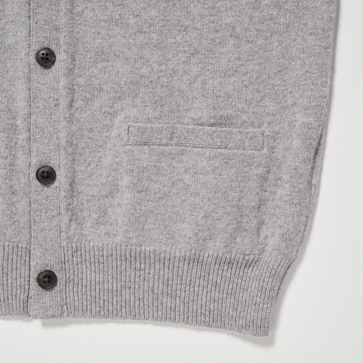 uniqlo herren-pullover aus premium-lammwolle mit v-ausschnitt grau