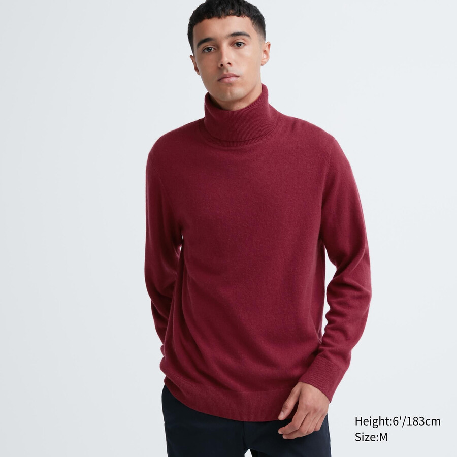 burgunderrote herrenpullover von uniqlo aus 100 merle