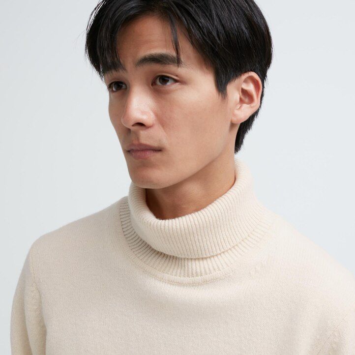 uniqlo premium herrenpullover aus lammwolle blau