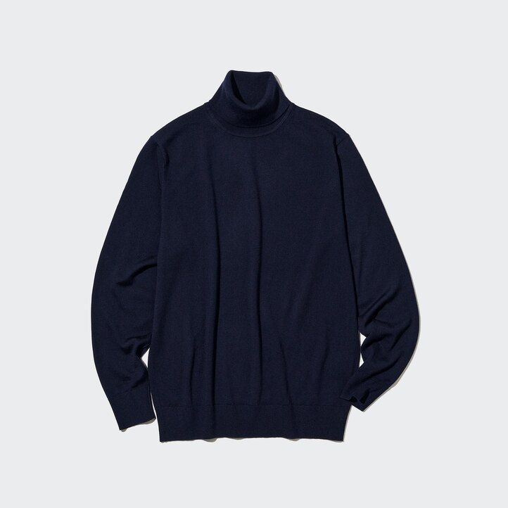 graue herrenpullover von uniqlo aus 100 extrafeiner merinowolle