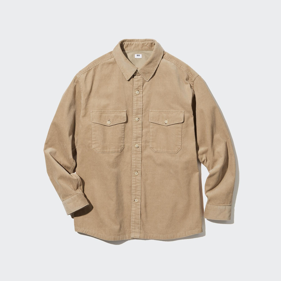 uniqlo herren-cordhemd im oversize-schnitt beige