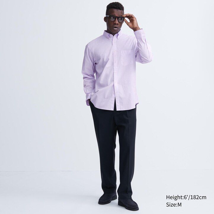 uniqlo herrenhemd aus extrafeinem baumwoll-broadcloth reguläre passform button-down-kragen weiß