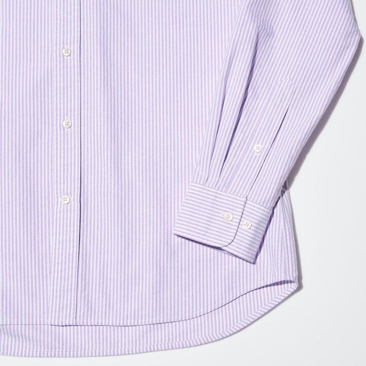 blaue uniqlo herren-oxfordhemden mit schmaler passform streifen und normalem kragen