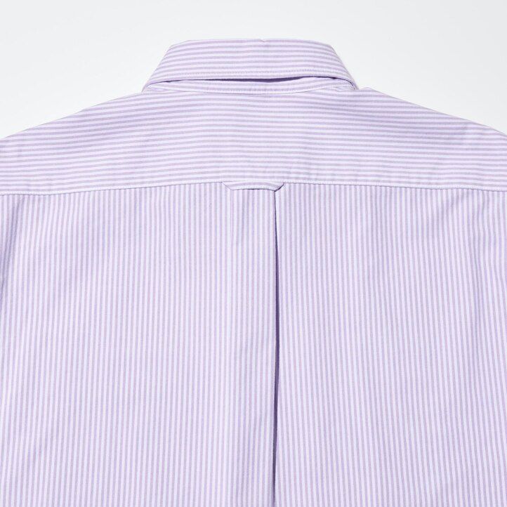 blaue uniqlo herren-oxfordhemden mit schmaler passform streifen und normalem kragen