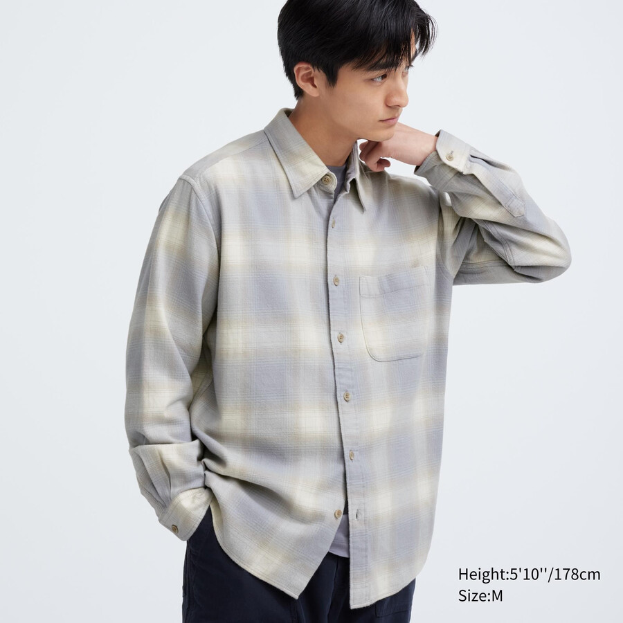 uniqlo flanellhemden für herren kariert grau