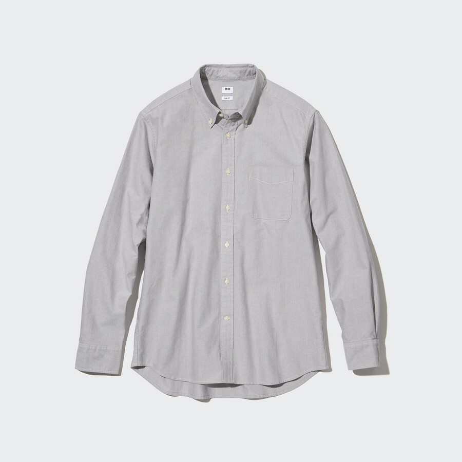 graue uniqlo slim fit oxford herrenhemden
