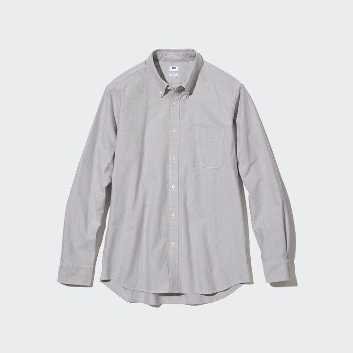 graue uniqlo slim fit oxford herrenhemden