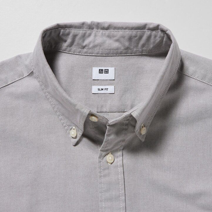 graue uniqlo slim fit oxford herrenhemden