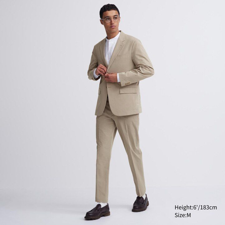 beigefarbene uniqlo airsense ultra light herrenanzüge
