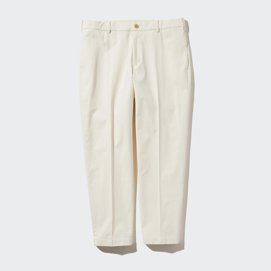 weiße uniqlo smart cotton herrenhose in knöchellänge