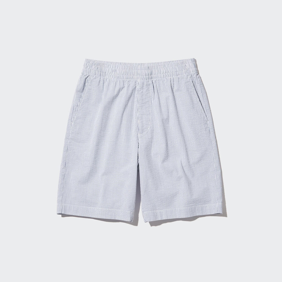 uniqlo dry stretch seersucker easys herrenhose blau