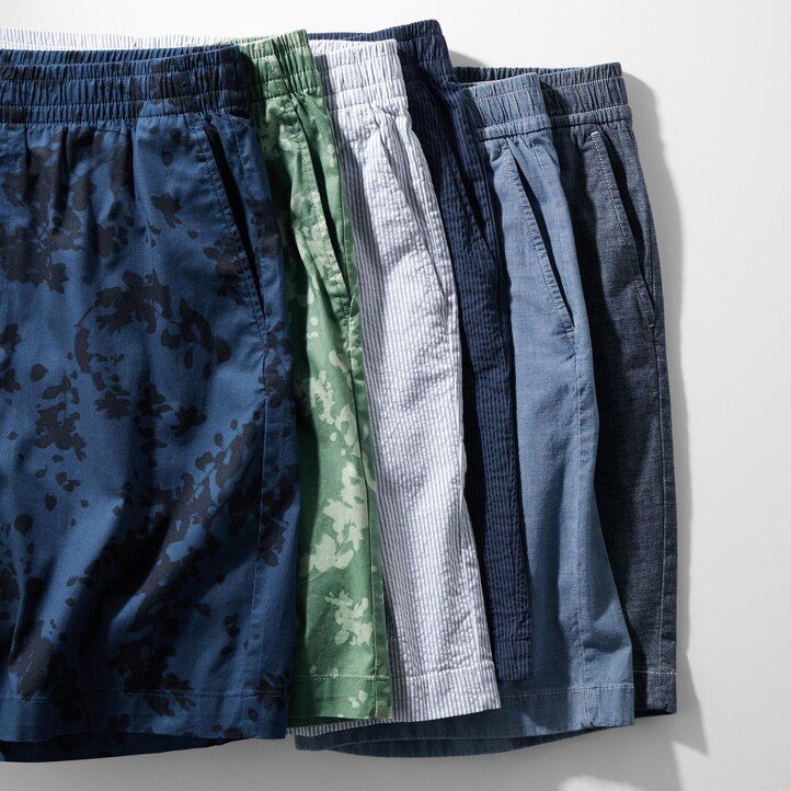 uniqlo dry stretch seersucker easys herrenhose blau