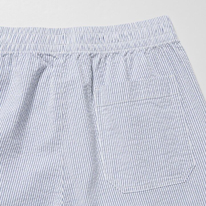 uniqlo dry stretch seersucker easys herrenhose blau