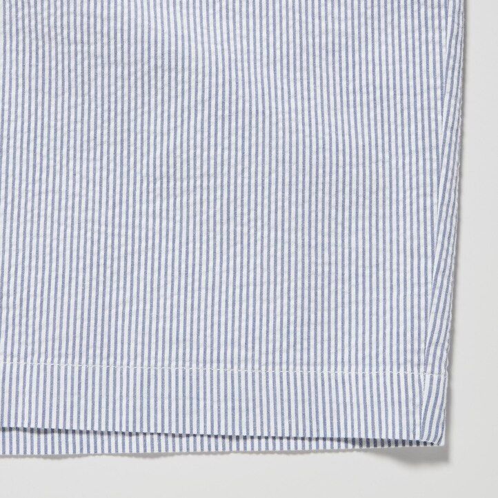 uniqlo dry stretch seersucker easys herrenhose blau