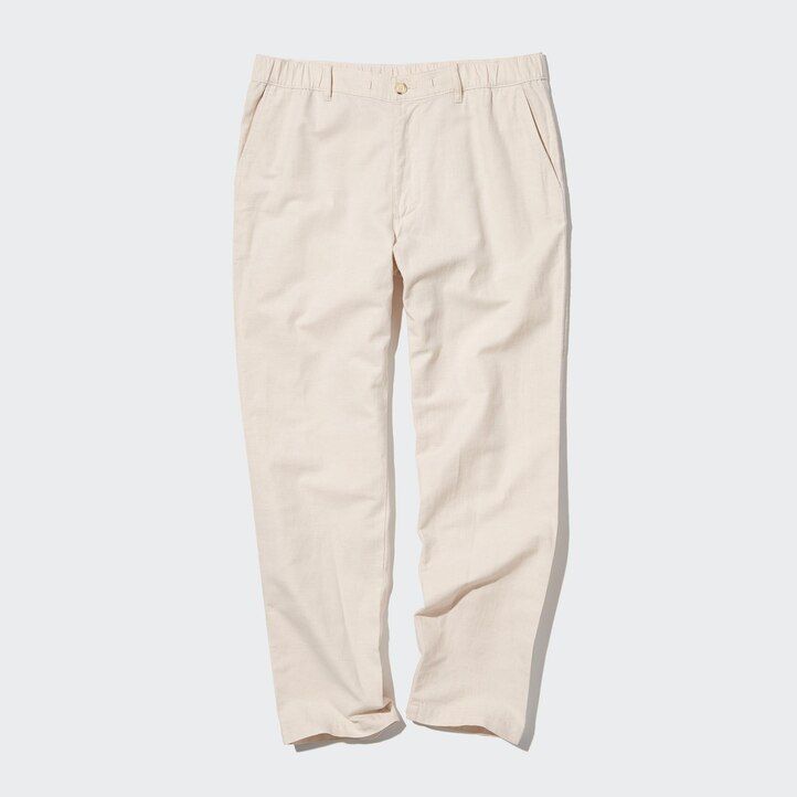 uniqlo herrenhose in olivgrün leinenmischung bequeme passform
