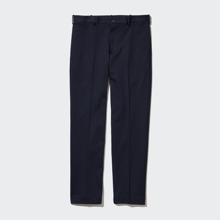 uniqlo herren smart striped ankle length trousers navy