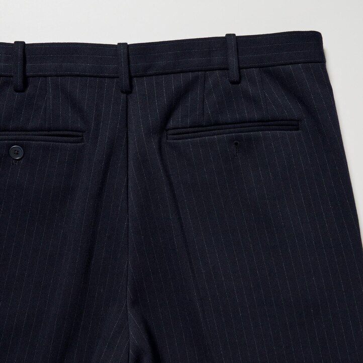 uniqlo herren smart striped ankle length trousers navy