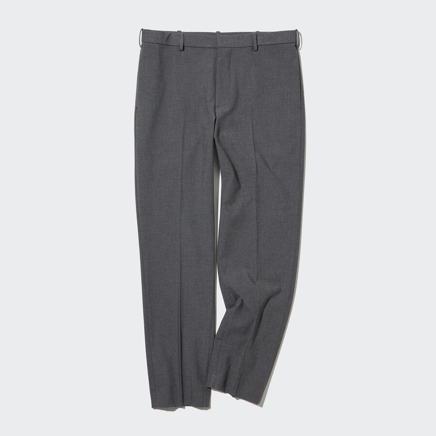 graue uniqlo smart wool-ähnliche herrenhose in knöchellänge