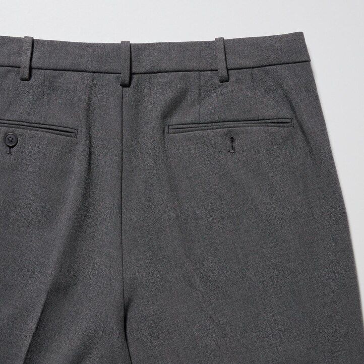 graue uniqlo smart wool-ähnliche herrenhose in knöchellänge