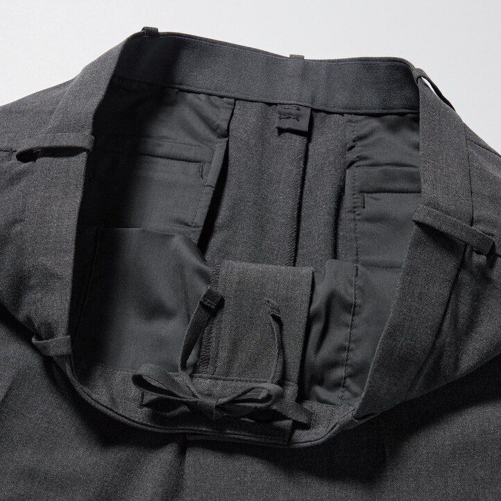 graue uniqlo smart wool-ähnliche herrenhose in knöchellänge