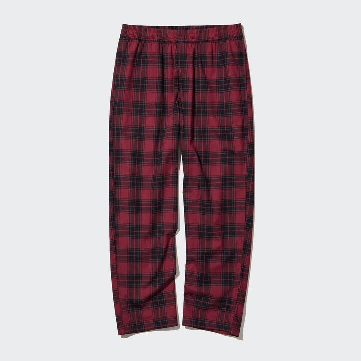 uniqlo herren-flanellhose mit einfachem muster knöchellang rot