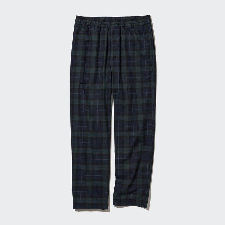 uniqlo flanellhose mit einfachem muster knöchellang herren dunkelgrün