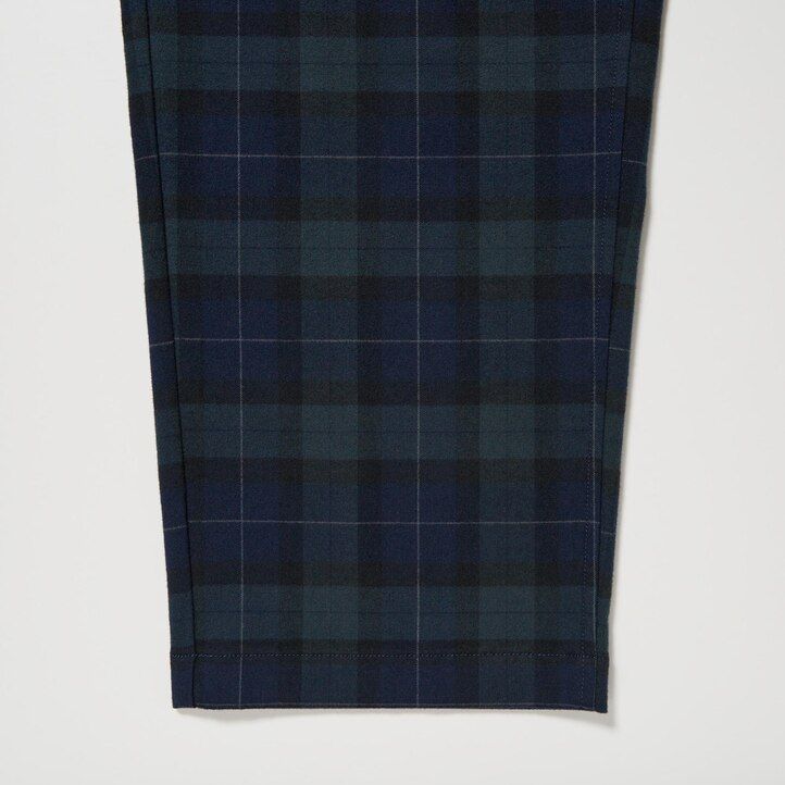 uniqlo flanellhose mit einfachem muster knöchellang herren dunkelgrün