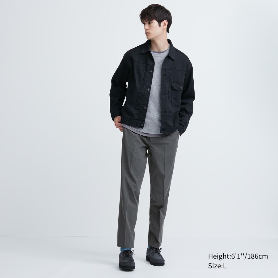 graue herren-hose von uniqlo aus smart wool knöchellang