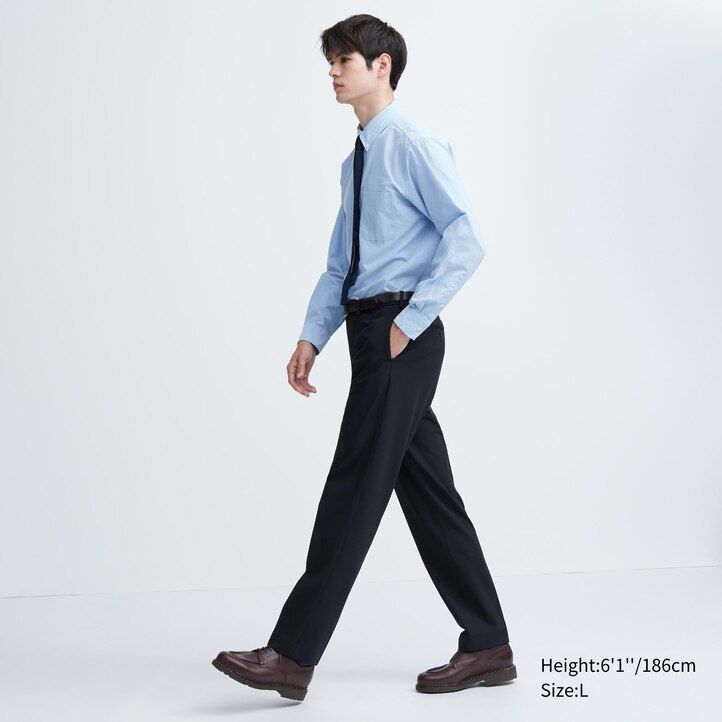 graue herren-hose von uniqlo aus smart wool knöchellang