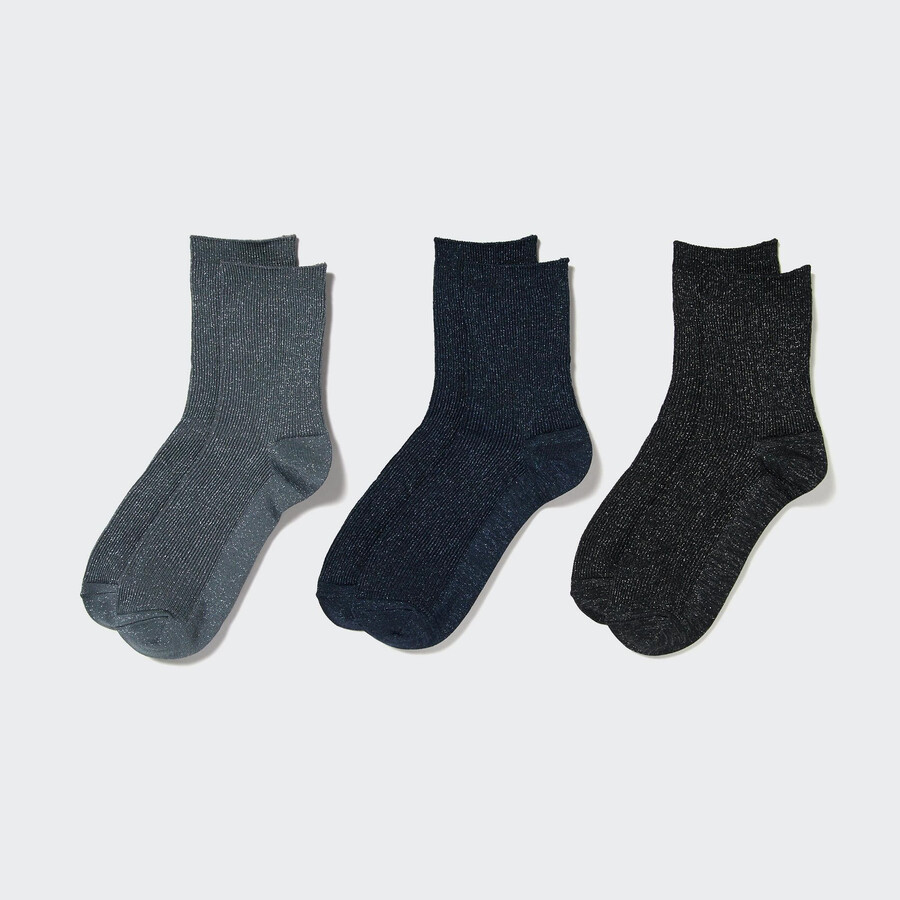 uniqlo damen-glitzersocken 3 paar dunkelgrau