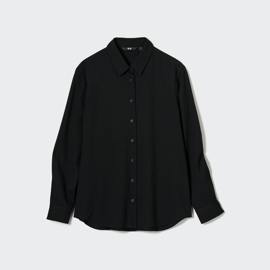 uniqlo damenbluse mit Ärmeln aus viskose schwarz
