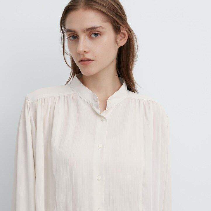 uniqlo damenbluse mit volumen weiß