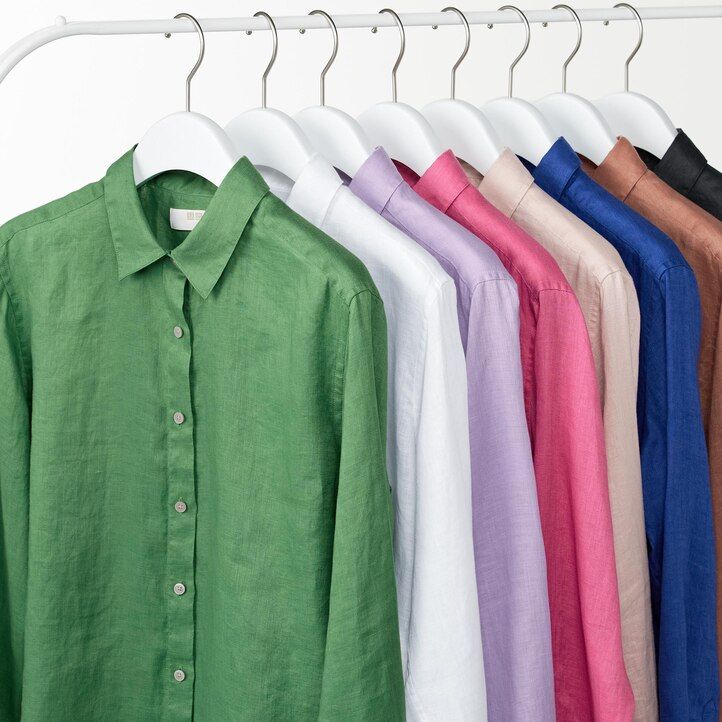 grüne uniqlo damenbluse aus 100 premium-leinen