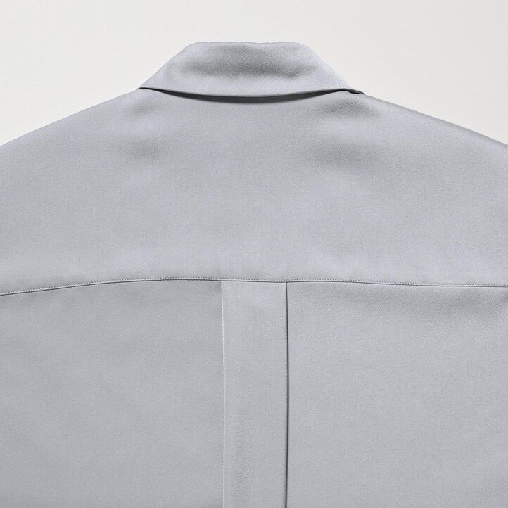 weiße uniqlo damenbluse mit satinärmeln