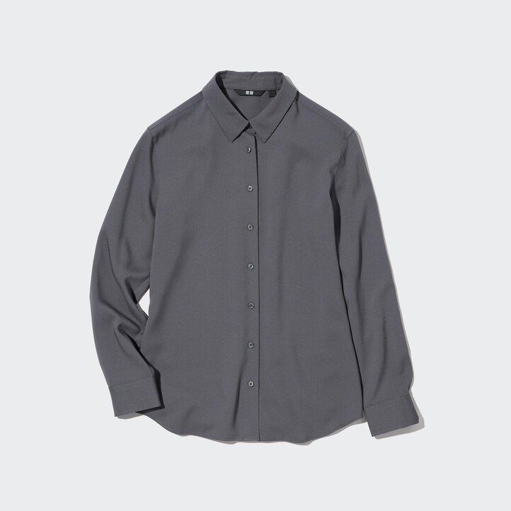 schwarze damenbluse von uniqlo aus viskose mit Ärmeln