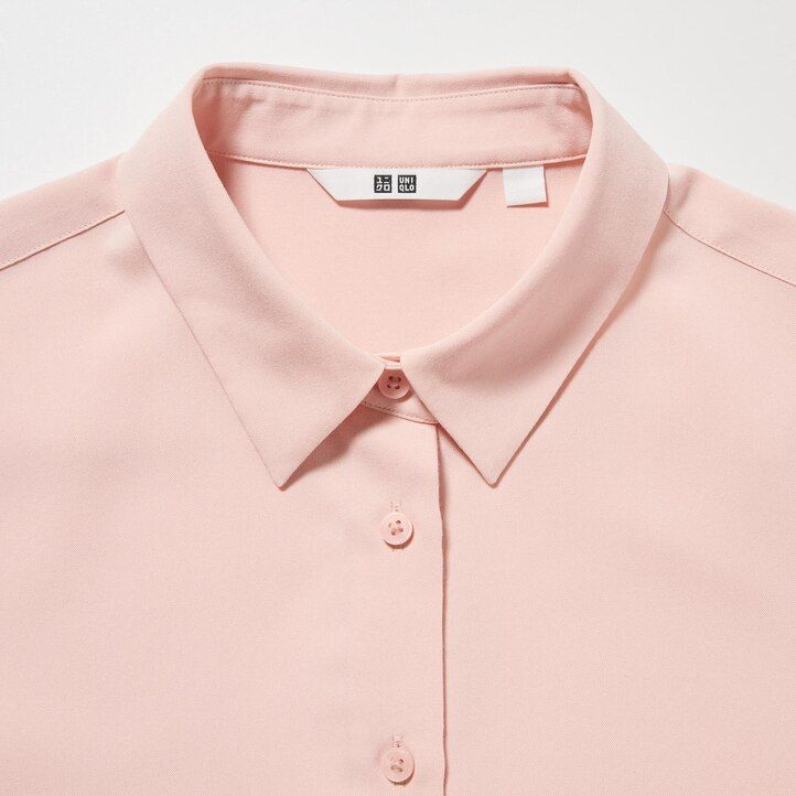 uniqlo damenbluse aus viskose mit Ärmeln rosa