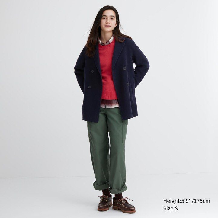 graue uniqlo damenjacken aus wollmischung