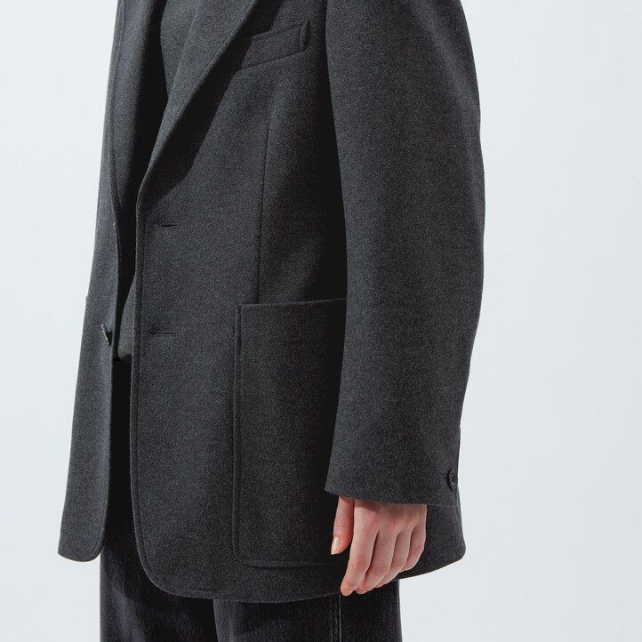 dunkelbraune taillierte jersey-damenjacken von uniqlo