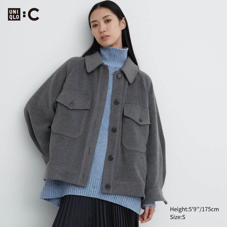 graue oversize-jacken von uniqlo für damen