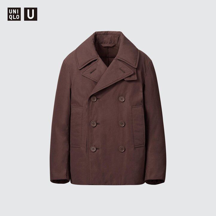 schwarze kurze wattierte pea-jacken von uniqlo für damen