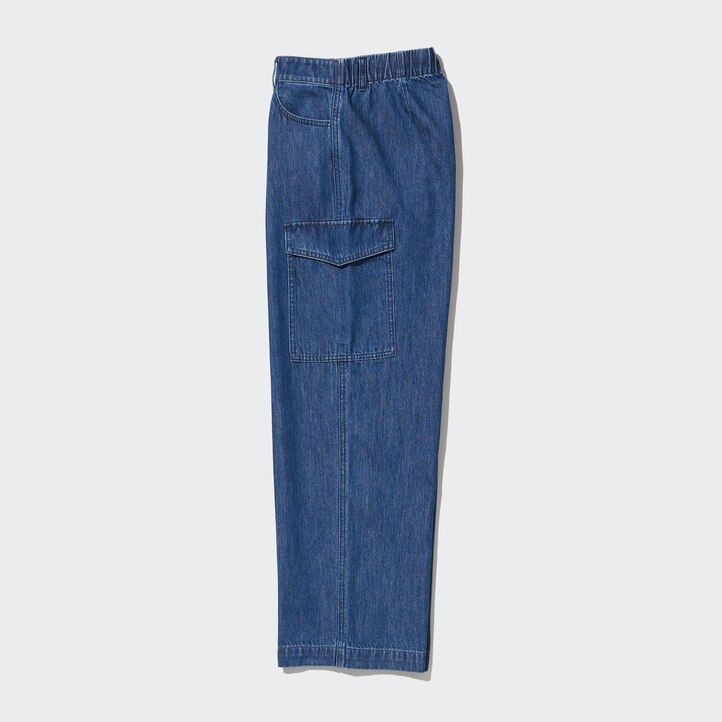 uniqlo denim wide straight legrgo damenjeans blau